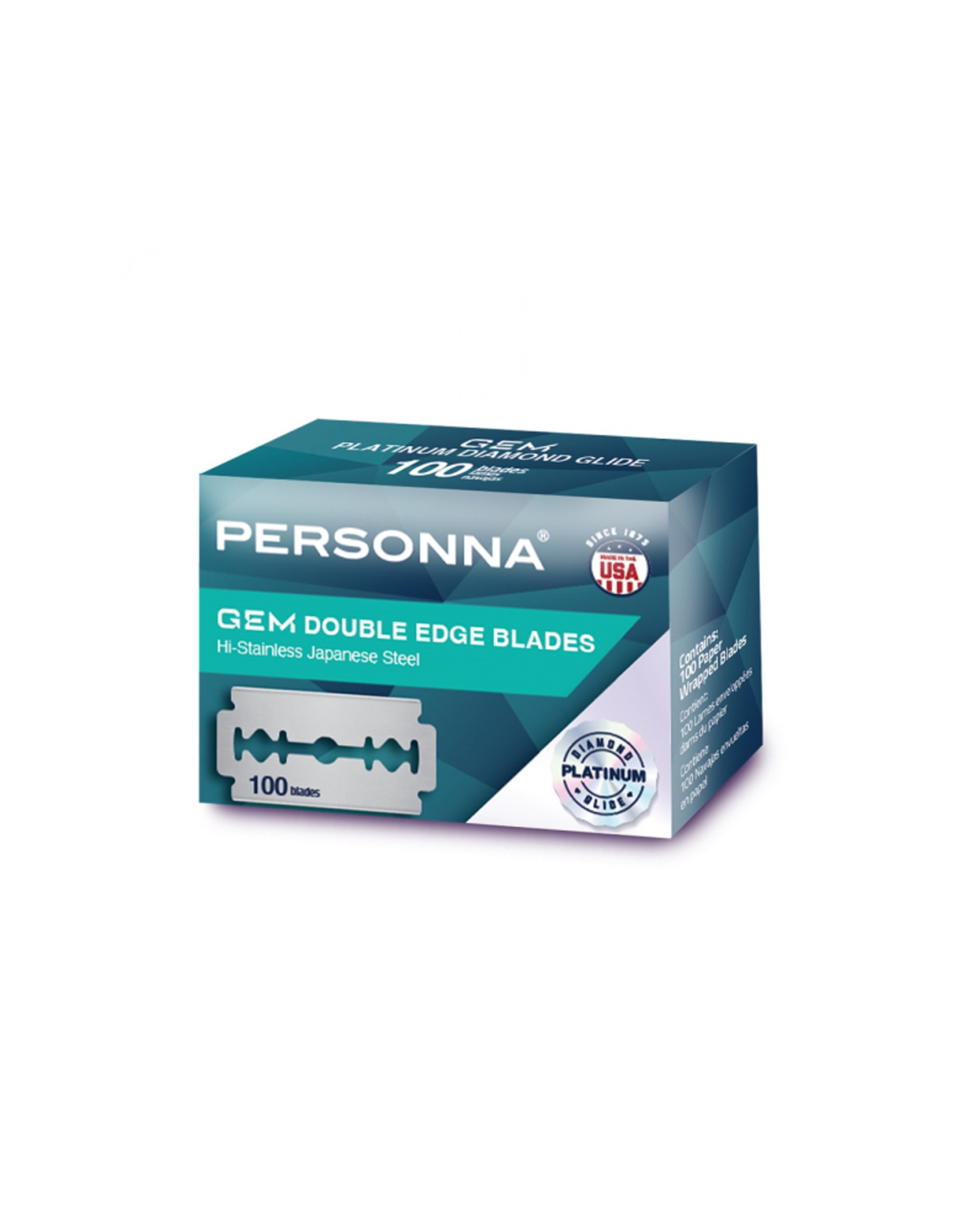 Personna GEM Platinum Diamond Glide DE Blades - 100 Pack